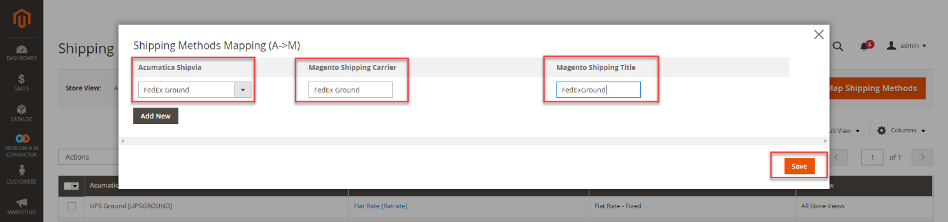 Shipping Method A->M Mapping